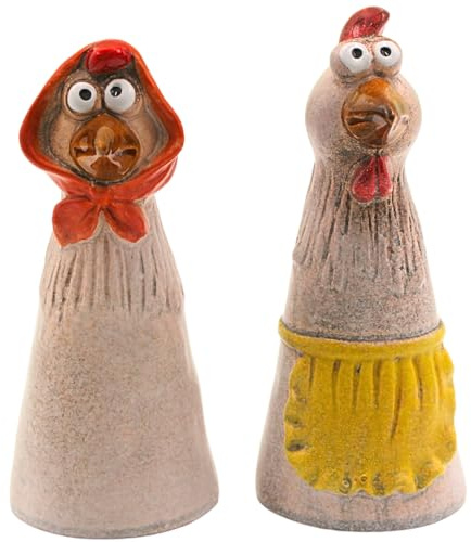 Set of 2 Ceramic Fence Stakes, Fence Stool, Fence Figure, Garden Decoration, Figurine for Garden Fence as Chickens, Pack of 2, Dimensions of a Fence Stool Approx. 11.5 x 9.8 x 21 cm