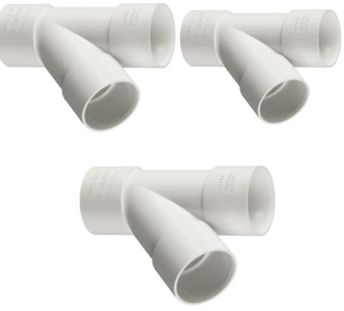 PVC Pipe Y Branch, 40mm, 135 Degree, White, Solvent Weld Waste Fitting, Pack of 3