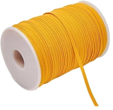 Banda elástica de goma de colores de 3 mm y 6 mm for coser, cinta elástica de licra, adorno for tela, accesorios de bricolaje for prendas de vestir, elástica for coser.(G Yellow,6mm 100yards)