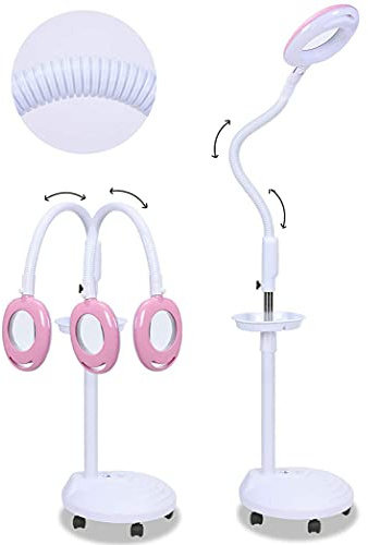 EHVYBDX Magnifier Magnifying Magnifier Lamp 360° Rotatable Floor Standing Magnifying Lamp with 20X Magnifying Glass Light Salon Spa Beauty Tattoo,Pink