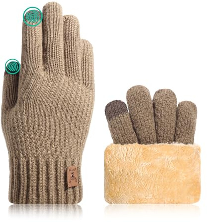 JUNRUI Winterhandschuhe für Damen Herren Touchscreen Thermohandschuhe mit Warme Fleecefutter für Kaltes Wetter