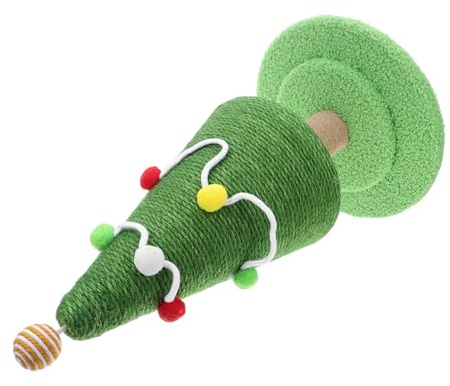 HEMOTON Rascador de Sisal para Gatos con Forma de Árbol de Navidad de Alto Rascador Vertical Descanso de Gatos Interiores Juguete Navideño