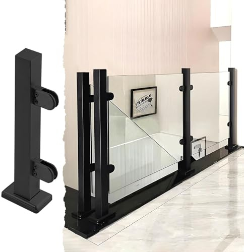 Kit per ringhiera in vetro in acciaio inox, da 61 cm a 119,4 cm, regolabile, con morsetti per scale interne/esterne, sistema di balaustra in vetro