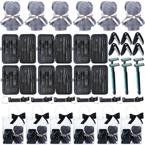 MEPIG 6 Set Baby Shower Game Prizes for Men Include Nail Clippers Kit Disposable Razors Towels Combs Bottle Openers Funny Guest Gifts Husband Father Bachelor Party Favors