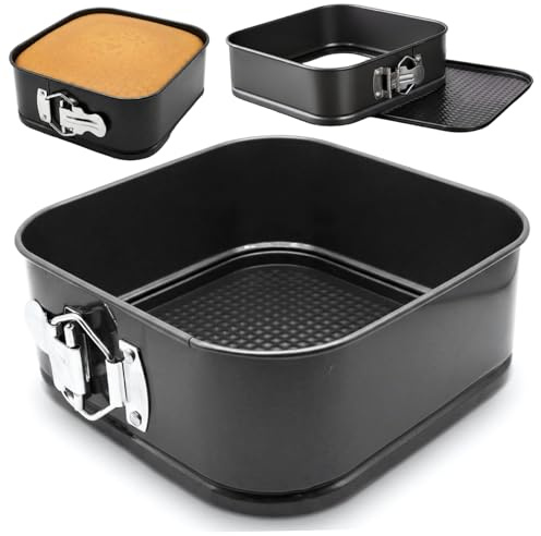 Moule à gâteau carré anti-adhésif en acier au carbone avec fond amovible pour gâteaux, 20 cm