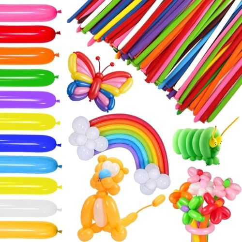 200 Piezas Globos Largos, Globos de Moldeables, Globos Modelado Mágico, Globos Globoflexia, Globo Largo del Látex, Multicolores Largos Globos para Niño Fiestas de Cumpleaños Bodas Aniversarios