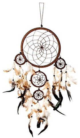 Kascha Traumfänger/Dreamcatcher - 70cm x 21cm Braun - 5 Ringe
