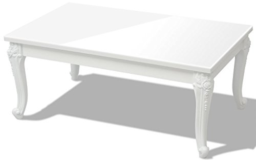 Festnight Rechteckig Couchtisch Kaffeetisch Sofatisch Beistelltisch Holztisch Wohnzimmertisch 100 x 60 x 42 cm Hochglanz-Weiss
