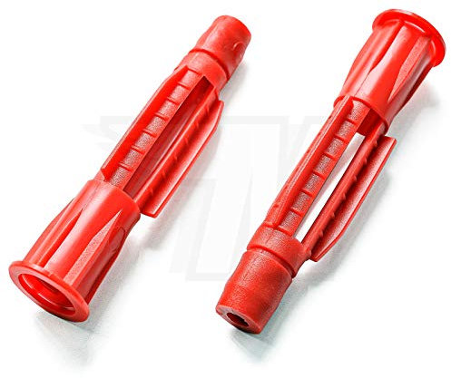 100 x Universal Dowels for Solid Building Material Hollow Building Material in Red/Grey with Collar, red