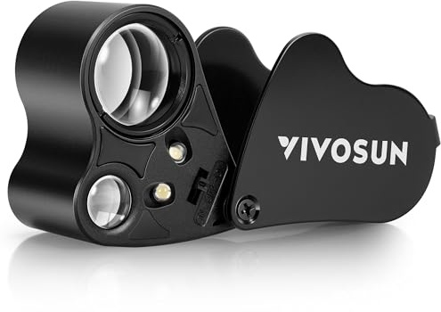 VIVOSUN 30X 60X Illuminated Jewelers Loupe Foldable Magnifier with LED Light for Jewelry Gems Watches Coins Stamps Antiques Black