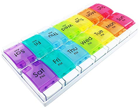 JFA Medical Weekly Pill Box Organiser/Reminder for Medicines Supplements, Vitamins, 7days, 2 compartments per Day