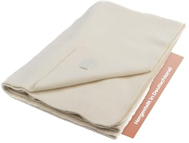 Ritter Decken Karlsbad Schurwolldecke 150 x 200 cm - Weiß | Warme Naturhaardecke aus 100% Merino-Schurwolle, ideal als Wohndecke, Tagesdecke & Sofadecke, weich, Made in Germany