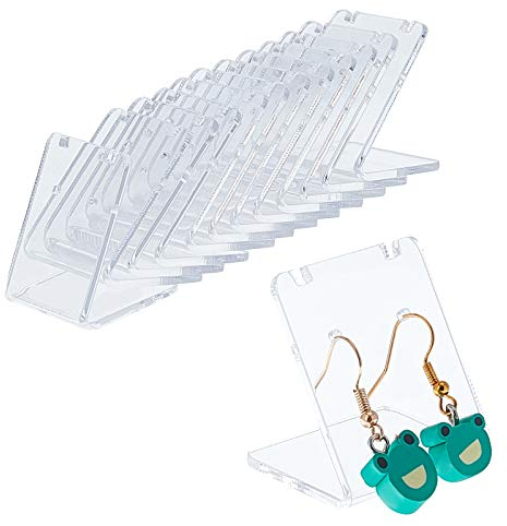 PandaHall 24 Packungen 48 Löcher Ohrringhalter L-Förmiger Schmuck Displays Marketing-Halter Acryl-Halskette Ständer Für Halskette Schmuck Dangling Slant Back Display (1.3x1.3x1