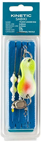 Sabiki Kinetic Plaice Leader, Buttlöffel-Vorfach in sechs Farben, Hakengröße 1/0, Länge 115cm, von 40-120g, Mundschnur 0,45mm