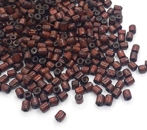 Perlin Holzperlen 1200 Stück 5x3,5 mm Röhrchen Dunkelbraun Mini Spacer Holz Perlen Zylinder Form mit Loch zum Fädeln für DIY Schmuck Herstellung Armband aus Naturholz