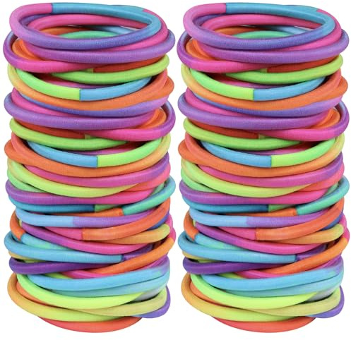 120 Pcs No Damage Elastics Hair Ties, Assorted Hair Bands Perfect for Medium to Thick Hair, Multicolor Pony tails Holders for Men, Women, Girls and Boys (4mm)