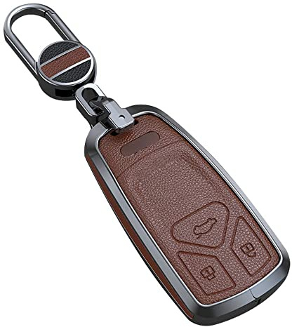 ontto Autoschlüssel Hülle Schlüsselanhänger Passt für Audi A4 B9 A5 A6 8S 8W Q5 Q7 4M S4 S5 S7 TT TTS TFSI RS Fernbedienung Cover Schlüsselhülle Case Schlüssel Gehäuse Schutzhülle 3 Tasten Braun B