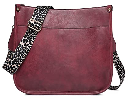 NICOLE & DORIS Frauen Umhängetasche Damen Handtasche Schultertasche Leder PU Satchel Tasche Multi-Pocket Crossbody Bag Damen Messenger Bag Shopper Tragetasche Burgundisch