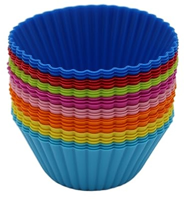 24x Muffinform Silikon - Backform Rund - Cupcake Formen - Muffinförmchen BPA-frei - Wiederverwendbar - 8 Farben