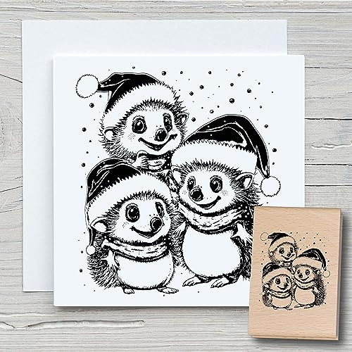NEWSTAMPS Stempel Weihnachtsigel Motivstempel aus Holz & Gummi zum Karten und Geschenke basteln, Holzstempel für Weihnachten, Weihnachtskarte, Advent, Scrapbook, Textilstempel, Deko, Freunde