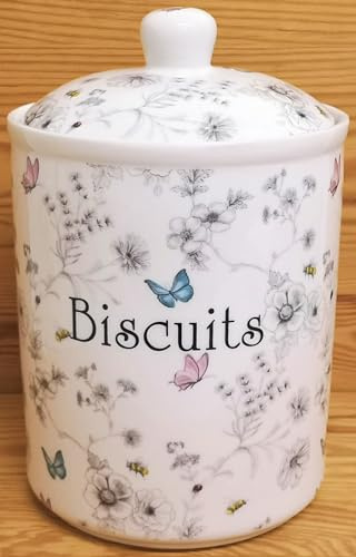 Rainbow Decors Secret Garden Boîte à biscuits en porcelaine fine décorée à la main Motif fleurs papillons abeilles 2 l