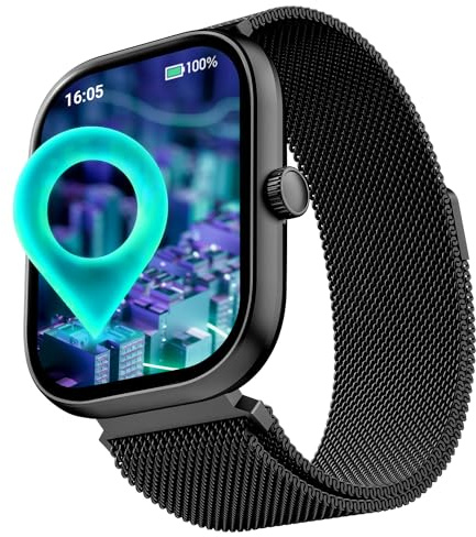boAt Wave Sigma 3 w/Turn-by-turn navigering, 2 tum HD-skärm, BT-samtal, Crest+ OS, QR-bricka, Watch Face Studio, Coins, Emergency SOS smartklocka för män och kvinnor (metall svart)