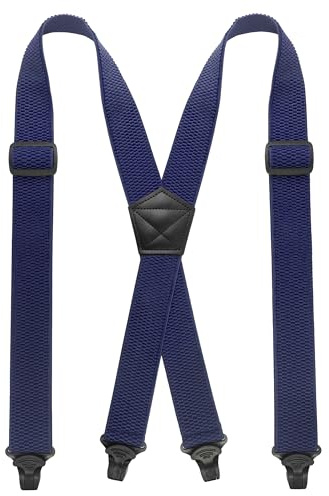 JEMYGINS Tirantes para hombre para exteriores, tipo X, ajustables en longitud, con hebillas de plástico resistentes, azul marino, M
