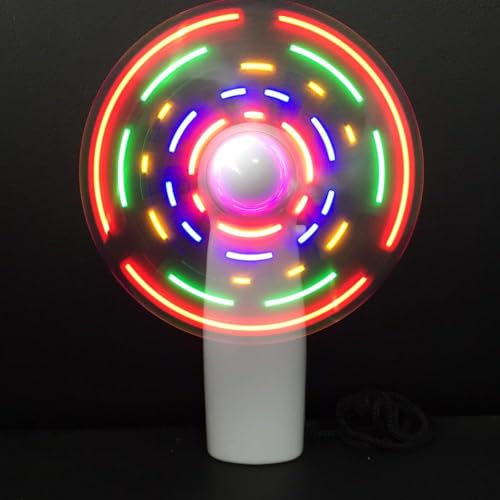 Qsnailfrr Ventilador USB con pantalla LED, ventilador programable de luz LED RGB USB flexible con 3 velocidades, pantalla I love you, divertidos accesorios de juguete USB, regalos para hombres y