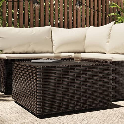 Homgoday Garten-Couchtisch Balkontisch Patio Beistelltisch Gartentisch Couchtisch Teetisch Beistelltisch Bistrotisch Tisch Gartenmöbel Quadratisch Braun 50x50x30 cm Poly Rattan
