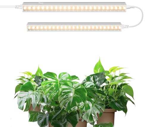 Barrina T5 Pflanzenlampe LED, Gelb, 29cm, Vollspektrum Sonnenlicht, Verkettbare Grow Lampe, LED-Wachstumslichtleiste mit Schalter, Stecker und Spiel, 2er