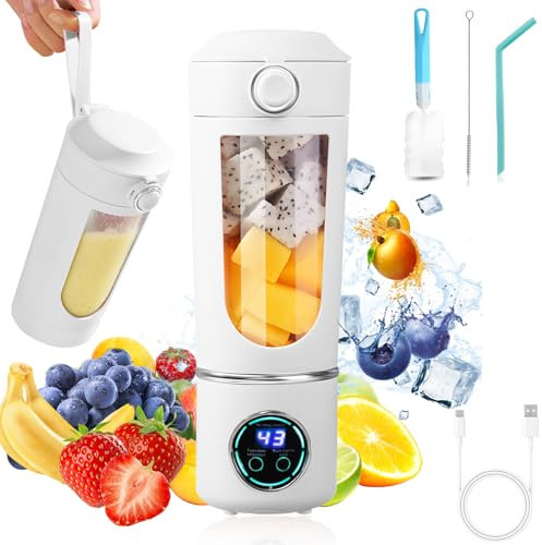 Mixer Smoothie Maker, Mini frullatore da 700 ml, portatile con coperchio da viaggio, 12 lame, 4 modalità, ricarica Type-C, frullatore elettrico per frullati, succhi