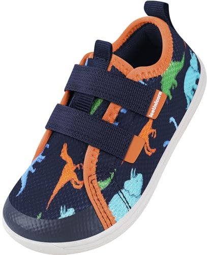 IceUnicorn Kinder Barfußschuhe Breite Zehenbox Jungen Mädchen Hausschuhe Minimalistische Outdoor Traillaufschuhe Walking Schuhe(Marine Orange, 28EU Weit)