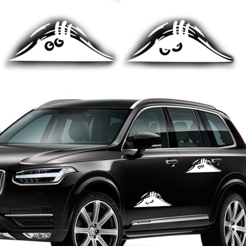 WJRQD 2 Pcs 3D Monster Cartoon Autoaufkleber, Wasserdicht, Weiß