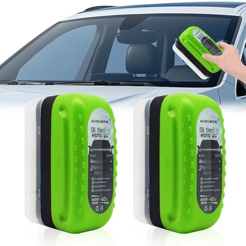 KUIRUNRX® Detergente per Pulizia Vetri Auto, Automotive Oil Film Cleaning Brush, Rimozione Della Pellicola di Olio del Parabrezza, Per i vetri Dell'auto per Prevenire Pioggia(2PCS)