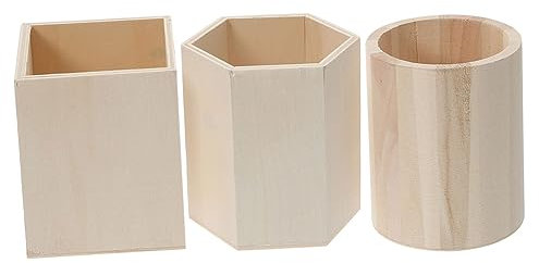 Operitacx 3pcs Desk Pen Cup Holder Wood Pencil Holder Makeup Brush Cup Multifunctional Stationery