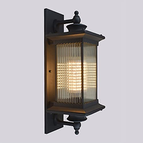 Wiyuer Außenwandlampe Glas Wandleuchte Metall Außenwandleuchten Retro Gartenlampe Antik Outdoor Laterne für Hof Balkon Garten 220v (Ohne Glühbirne)