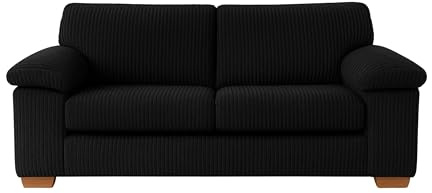 SOFASELECTIONUK LTD Jumbo Cord 2-Seater Sofa – Enhance Living Room Comfort with Our Stylish & Compact 2-Seater Jumbo Cord Sofa – Ideal for Modern Homes & Flats (Black, 2 Seater)