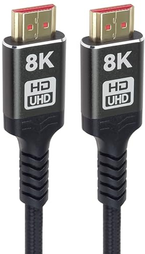 PremiumCord Cable HDMI 2.1 8K Ultra High Speed ​​M/M 48Gbps con Ethernet, Resolución de Vídeo 8K@60Hz, Deep Color, 3D, EDID, ARC, HDR, 3x Blindado, Trenza de Cable Textil, Chapado en Oro, 1,5 m