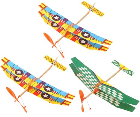 Hohopeti 3pcs Rubber Band Airplane Models Lightweight Glider for Fun Flying Planes to Hand-eye Coordination and Bonding Compact and Easy to Assemble