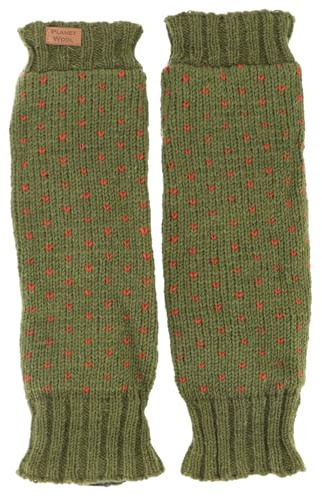 GURU SHOP Warme Beinstulpen, Wollstulpen mit Pünktchen, Strickstulpen | Handgestrickt aus Nepal, reine Schurwolle, weiches Fleecefutter, normale Passform, elastisch, perfekt für kalte Tage.