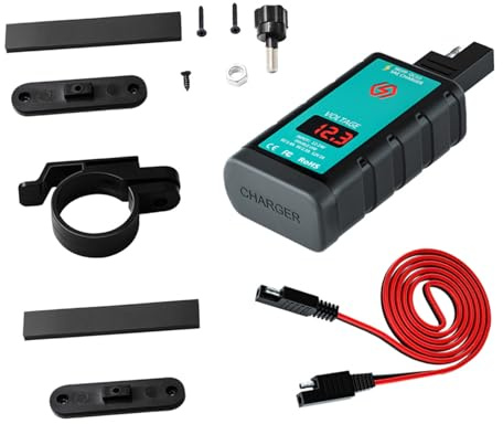 Alipis Cargador Rápido para Motocicleta con Conector SAE Puerto USB y Type-c Voltímetro Integrado Botón de Encendido Cable Doble SAE de Protección Múltiple y Montaje Fácil