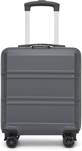 KONO Koffer Klein 16 Zoll Leicht ABS+PC Hartschalenkoffer mit Zahlenschloss Reisekoffer mit 4 Rollen Handgepäck für Ryanair und easyJet 45x35x20cm, Grau