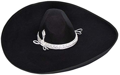 Authentischer Mexikanischer Sombrero Mariachi Charro Hut Premium Mexikanischer Hut für Kostümpartys, 5 de Mayo, 16 de Septiembre - Schwarz - Einheitsgröße
