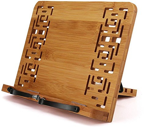 DUBENS Bambus Kochbuchhalter Leseständer, faltbar Buchstütze Stand mit Einstellbarem Rücken für Kochbuch, Lehrbuch Magazin Kochbuch Rezept Lesepult Notenständer, 28 x 20cm (A)