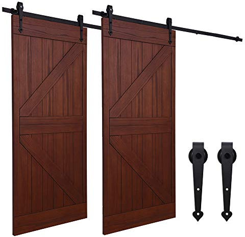 274cm/9FT Schiebetürsystem Schiebetürbeschlag Laufschiene Schiebetür, schiebetürbeschlag holztür - Sliding Barn Wood Door Hardware For Double Door