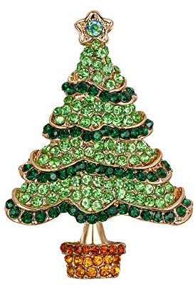 EVER FAITH Party Holiday Geschenk Strass Kristall Weihnacht Weihnachtsbaum mit Bling Star Brosche Pin für Kleidung für Damen Mann