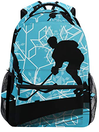 Eishockey Spieler Sport Schulrucksack für Jungen Mädchen Kinder Reisetasche Bookbag
