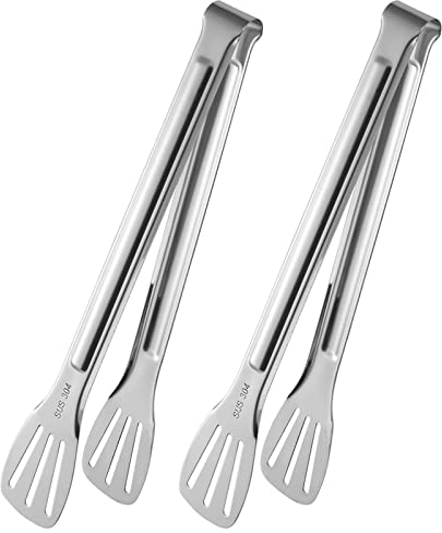 olyee grillzange edelstahl set, 2 Stück küchenzange grill zange Rutschfest grillpinzette Küche Garten fleischzange Kochzange Spülmaschinengeeignet