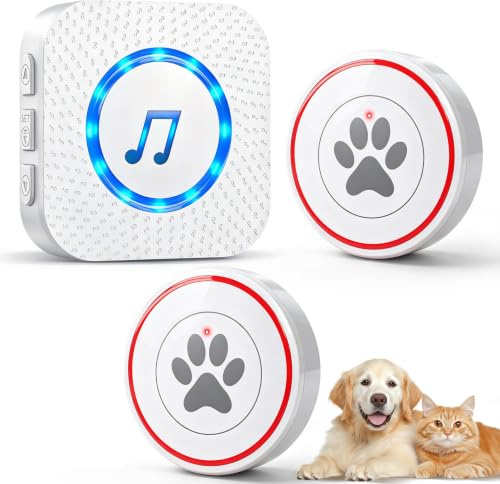 ChunHee Katzenklingel/Hundeklingel Buzzer Hund Haustier Türglocken Sensor Berührt Wasserdicht Türklingel Steckdose Empfänger (Weiß-1 * Empfänger + 1 * Touch Türklingel)