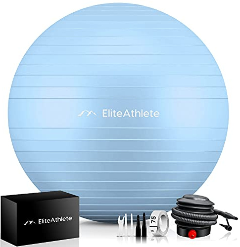 EliteAthlete Gymnastikball Sitzball Büro ergonomisch mit Anti Burst System - Fitness Pilates Schwangerschaft - Schwangerschaftsball Fitnessball Yogaball - Yoga Ball inkl. Luftpumpe